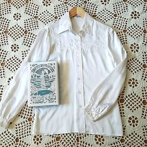 Vintage Embroidered Silky Blouse